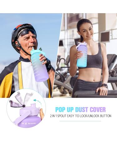 Codicile 2L BPA Free Sport Drinking Bottle - Time Marked Lock Cover Portable Handle - Motivational Water Bottle with Straw in Pink & Purple - Buy Online on GoSupps.com