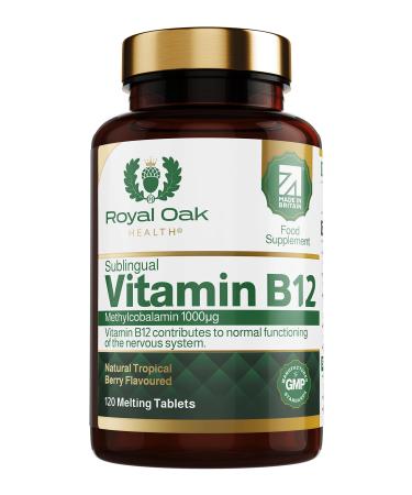 Vitamin B12 Tablets High Strength 1000mcg Sublingual Methylcobalamin x120 Tablets (Tropical Berry Flavour) Active fast dissolving Vit B12 (4 Month Supply) Vegan Friendly Supplement - Royal Oak Health