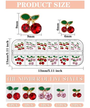 Kalolary 48Pcs Cherry Nail Rhinestones - 3D Cherry Charm Nail Gems for Women Nail Art - Buy Online on GoSupps.com