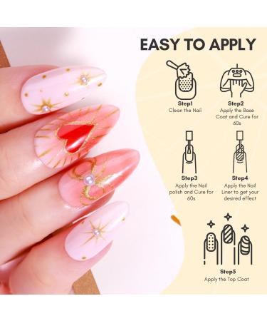 Makartt Painting Nail Gel Liner Polish Set Glitter Silver Gold Gel Liner Nail Polish Drawing Metallic Nail Gel with Build in Thin Brush Glossy Chrome Gel Soak Off UV/LED Nail Art Manicure Set - Buy Online on GoSupps.com