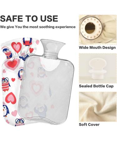 Naanle Valentine's Day Penguins 2L Transparent Hot Water Bottle - Large Bed Warmer for Pain Relief & Therapy - Buy Online on GoSupps.com