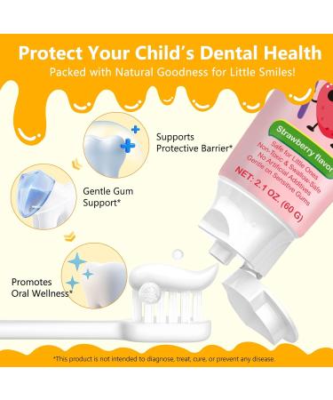  CJXHJY Children's Fluoride-Free Toothpaste 60g | Strawberry/Watermelon Flavor | Safe to Swallow | Gentle on Baby Teeth and Sensitive Gums | No Artificial Additives - Buy Online on GoSupps.com