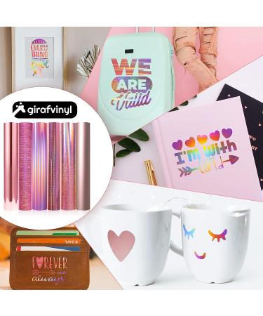 GIRAFVINYL Holographic Rose Gold Permanent Vinyl for Cricut - 12 x 12 | Adhesive Vinyl for Decor, Car, Home, Tumblers - 6Pcs Pack | No.01 Rose Gold Vinyl - Buy Online on GoSupps.com