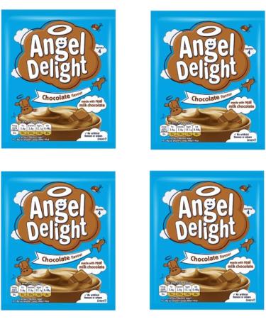 Angel Delight 4 Flavour Variety Bundle - Makes 64 Servings - with Strawberry Mousse Banana Chocolate Mousse and Butterscotch - 16 Sachets Total - Bulk Buy - Buy Online on GoSupps.com