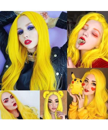 Light Yellow Long Natural Straight Synthetic Wig - Heat-Resistant Lace Front for Cosplay & Daily Wear (61cm) - Buy Online on GoSupps.com