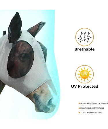 Horse Mask Fly Mask with Ears for Protecting from UV and Fly Comfortable & Stretchable Suitable for Most Large Horses - Buy Online on GoSupps.com