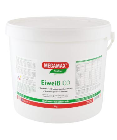 Megamax protein strawberry 5 kg |Molken protein + milk protein for muscle building diaet |2K protein ideal for baking |High quality low carb protein shake |Aspartam-free protein powder with amino acids strawberry 5 kg (1 Pack)