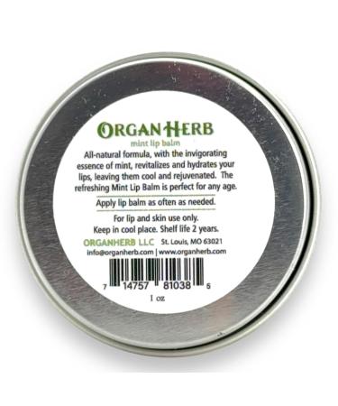Organic Mint Lip Balm 1 oz Hydrating Mint Essence by OrganHerb - Buy Online on GoSupps.com