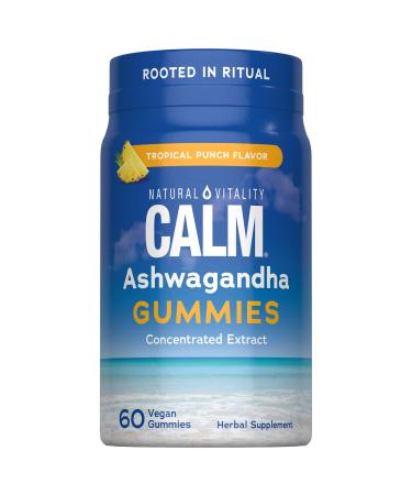 Natural Vitality Calm Ashwagandha Gummies | Tropical Punch Flavor | Concentrated Extract | Vegan & Gluten Free Herbal Supplement | 60 Count