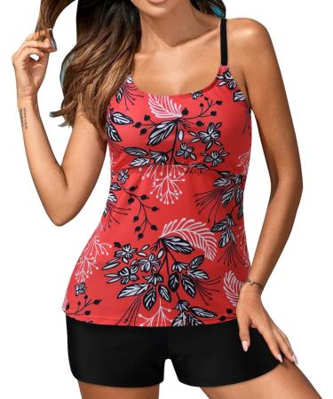 Tummy Control Swimsuits for Women Sale Clearance Two Piece Swimsuit Ruffled Tankini Set Tank with High Waisted Bottom Bathing Suit Ladies Tummy Control Sports Swimwear Beach Wear 3849-xdgde-g-red L - Buy Online on GoSupps.com