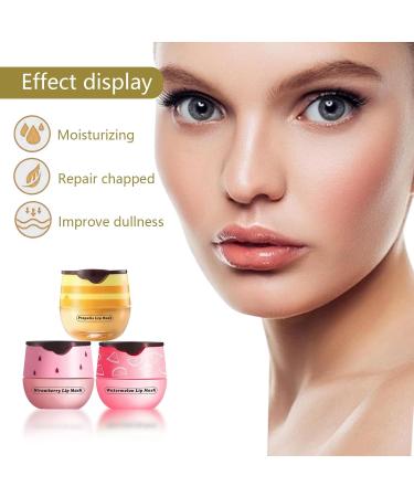 XdealCozyxc Honey Strawberry Watermelon lip balm Set Bee Balm Lip Mask Moisturizing Care Lighten Dark Lip Color Reduce Lip Lines - Buy Online on GoSupps.com