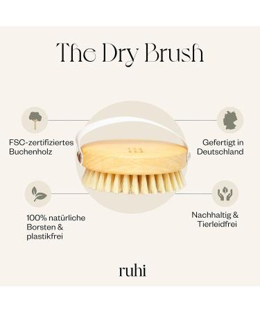 Ruhi Natural Body Brush - 100% Bristle FSC Beech Wood Plastic-Free Dry Brush for Massage & Lymphatic Drainage Anti-Cellulite Solution - Buy Online on GoSupps.com