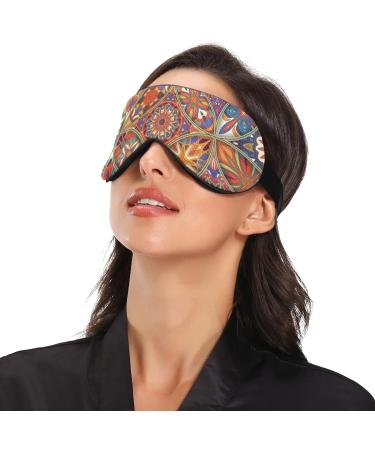 Xigua Cooling Eye Mask for Summer Rest - Breathable Sleep Cover for Men & Women | Elastic Contoured Blindfold for Travel - Mandala Boho Style - Buy Online on GoSupps.com