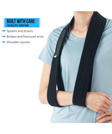 360 Relief Adjustable Arm Sling Neck Support - Collar & Cuff Support for Injured Wrist, Hand, Elbow - Medium Black | Men & Women - Includes Mesh Laundry Bag - Buy Online on GoSupps.com