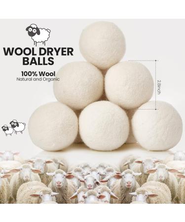 Kenning 26 Pieces Wool Dryer Balls Set - 24 Reusable Dryer Balls with 2 Muslin Bags | Eco-Friendly Fabric Softener for Laundry | Anti-Wrinkle Anti-Static Energy Saving (White - Buy Online on GoSupps.com