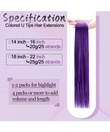 Runature Keratin Extensions - Real Hair U Tip Purple Fusion Extensions 55cm (22 inch) - 25g 25 Strands - Buy Online on GoSupps.com