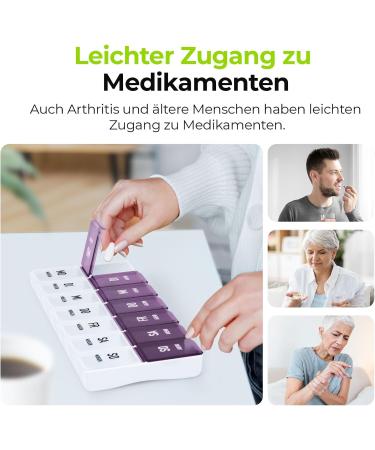 Buy Auvon 7-Day Tablet Box - Handy Pill Organizer for Medications Vitamins & Supplements (Violet) - International Shipping Available - Buy Online on GoSupps.com