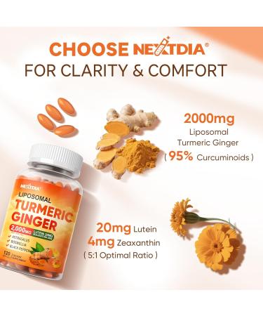 Liposomal Turmeric Curcumin and Ginger Supplement Softgels 2000mg, 95% Curcuminoids, Organic Turmeric Root Extract with Black Pepper for Superior Absorption, Plus Lutein Zeaxanthin, Non-GMO, 120 Pills - Buy Online on GoSupps.com