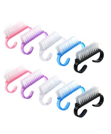 10 Pieces Nail Brush Nail Brush Plastic Nail Brush Hand Cleaning Brush Plastic Handle Brush Cleaning Tool for Nail Art Cleaning and Washing