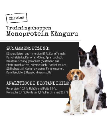 Chewies Training Haps Kangaroo - Monoprotein Snack for Dogs | Hypoallergenic Cereal & Sugar-Free Soft Treats | 300g Pack - Buy Online on GoSupps.com