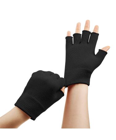 2 Pairs Moisturizing Fingerless Gloves for Dry, Rough, and Cracked Hands - Pink and Black - Buy Online on GoSupps.com