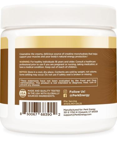 Perk Creamatine (Marshmallow Graham) 30 Servings - Flavored Creatine Monohydrate 5g of Creatine per Serving Naturally Sweetened Zero Sugar Gluten-Free Soy-Free - Buy Online on GoSupps.com