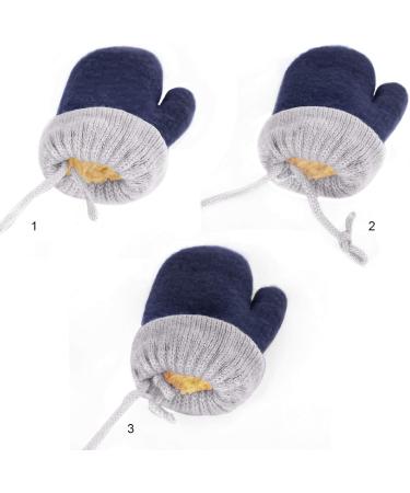 RUIXIA Kids Winter Knitted Bear Gloves | Cute Cartoon Hang Neck Mittens for Newborn Baby | Thicken Cashmere Thermal Mittens for Boys and Girls 0-3Y | Deep Blue - Buy Online on GoSupps.com
