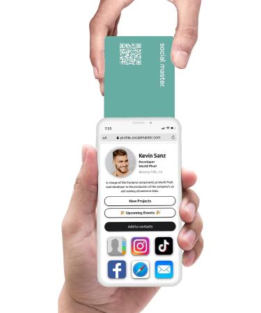 NFC Business Card - Social Master Digital Plastic Wallet Sized Card for Instant Contact & Social Media Sharing - iOS & Android Compatible (Aqua White) - Buy Online on GoSupps.com