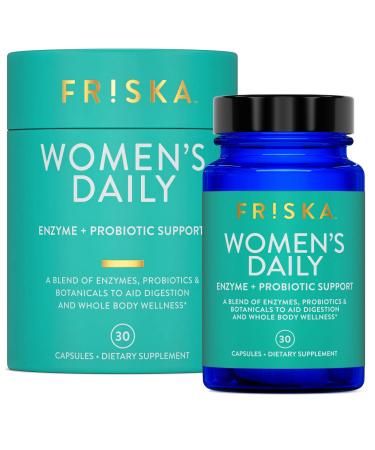 FRISKA Womens Daily | Digestive Enzyme and Probiotics Supplement | Natural Support for Female Digestion, Immune and Urinary Health | 30 Capsules Woman 30 Count (Pack of 1)