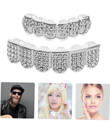 Gleavi Gold Vampire Teeth Grille - Creepy False Zone Insertions Upper & Lower Devil Grill Cosplay - Polished Copper Czech Drill - 5x2x1cm - Buy Online on GoSupps.com