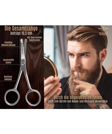 Premium 10.5 cm Beard & Nose Hair Scissors with Micro Serration - Safe Rounded Ends - International Shipping Available - Buy Online on GoSupps.com
