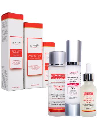 gymsegb Wrinkle Reduce Luminous Serum Snail Mucin Essence and Dynamic Hydrating Toner - Korean Anti-aging Bundle S 1 Fl Oz (Pack of 3)