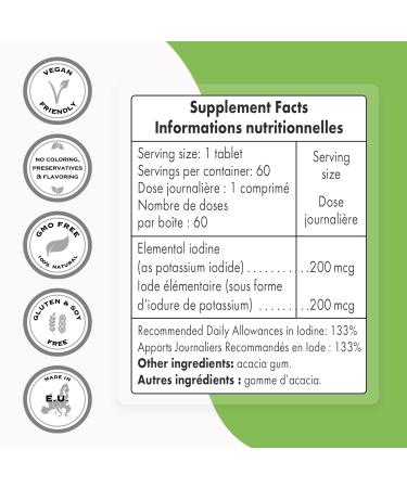 Supersmart Potassium Iodide KI 200mcg - Thyroid Support Supplement - 60 Tablets - Non-GMO & Gluten Free - Buy Online on GoSupps.com