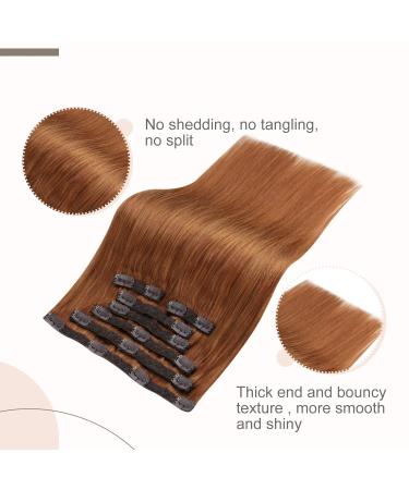 FSHINE 120g Auburn Clip-in Hair Extensions - Real Hair 7 PCs 35cm Straight Soft & Durable - Buy Online on GoSupps.com