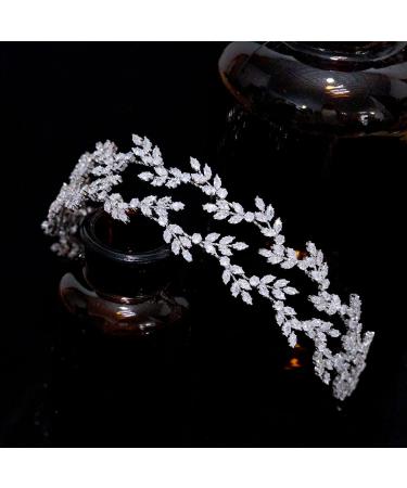 Jorsnovs Double Layer Cubic Zirconia Leaves Wedding Tiara - Silver Headband for Women - Buy Online on GoSupps.com