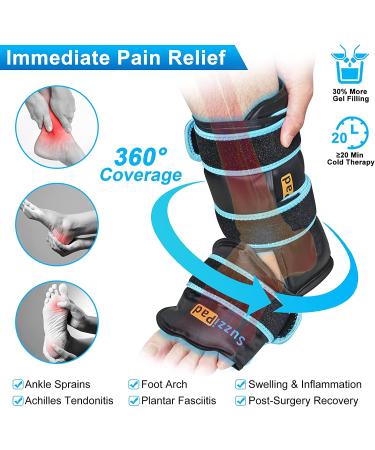 SuzziPad Ankle Ice Pack Wrap with Double-Sided Fabric Cover | Cold Compression Therapy for Achilles Tendon, Plantar Fasciitis, Sprained Ankles | Pain Relief for Foot Injuries | Black - Buy Online on GoSupps.com