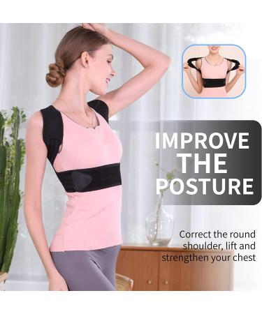 Hameisen Posture Corrector for Women and Men - Upper Back Straightener with Strong Elastic Straps and Double Support Bars for Improved Posture and Pain Relief - Black | Size L - Buy Online on GoSupps.com