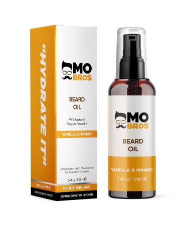 Beard Oil 100ml | Vanilla & Mango | Beard Care for Men | Softens Hydrate & Conditions Facial Hair | Promotes Growth Reduces Dryness & Itching