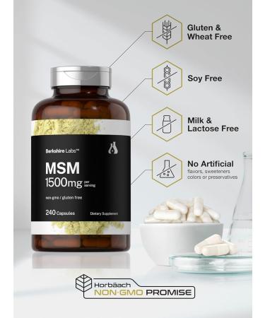 Horb ach MSM Capsules 1500mg | 240 Count | Non-GMO Gluten Free Supplement | Berkshire Labs - Buy Online on GoSupps.com