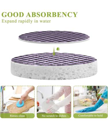 3-Pack Cleaning Kitchen Sponges Oval Purple Black Stripe Kitchen Cellulose Dishwashing Wood Pulp Cotton - Buy Online on GoSupps.com