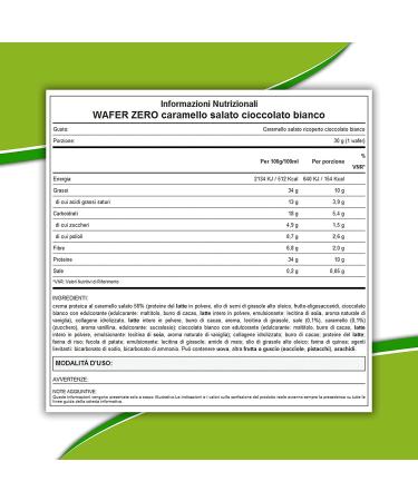  WHY NATURE WHY NATURE WAFER ZERO - Wafer waffle with protein topping salted caramel and white chocolate flavour - Gluten free protein snack - Box of 24 pieces - 35 g - Buy Online on GoSupps.com