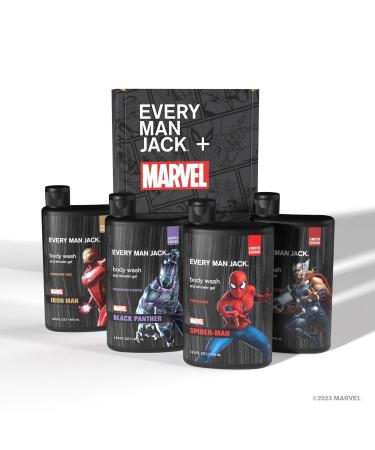 Every Man Jack Marvel Collectors Box - Body Wash Gift Set | Vegan & Clean Ingredients | Fresh Air Coastal Thunder Crimson Oak Wakanda Herbs Fragrances - Buy Online on GoSupps.com
