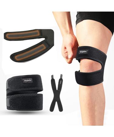 BingboPro Dual Patella Knee Braces For Knee Pain Adjustable Compression Knee Brace Support Patellar Tendon Support Strap Patella Knee Strap For Tendonitis Arthritis Meniscus Tear Running Injury Recovery Sport