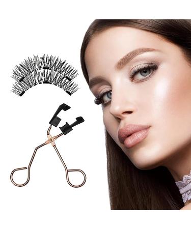 Magnetic Eyelashes Set - 4 Pairs Natural 3D Reusable False Eyelashes with Clips | No Glue Easy Wear DIY Kit Gift - Buy Online on GoSupps.com
