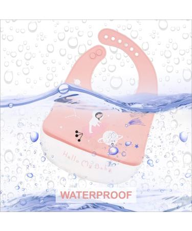 Baogaier Silicone Baby Bibs 3 PCS Set | Waterproof Weaning Bibs for Babies and Toddlers | Easy Clean with Food Catcher Pocket | Soft & Durable Feeding Bibs | Newborn Girl Gift | Pink Blue Yellow - Buy Online on GoSupps.com