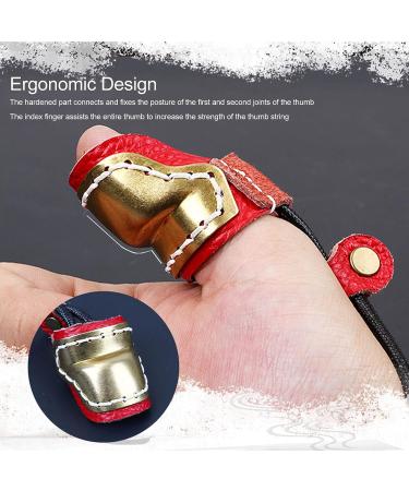 Nofaner Leather Archery Thumb and Finger Protector Guard for Traditional Bow Shooting - Red - Buy Online on GoSupps.com