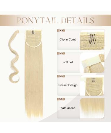 Premium S-Noilite Clip-In Hair Extensions - Bleached Blonde Ponytail Braid | Natural Look 58cm Various Colors - Buy Online on GoSupps.com