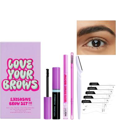 Eyebrow makeup set with eyebrow cardboard waterproof unbreakable makeup with cardboard for eyebrows mascara cream - Buy Online on GoSupps.com