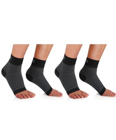 CAMBIVO Ankle Brace 2 Pairs for Plantar Plantar Sock & Ankle Support for Women & Men Foot Sleeve Compression Socks for Pain Relief Ankle Brace for Men Plantar Socks for Arch Pain X-Large Black