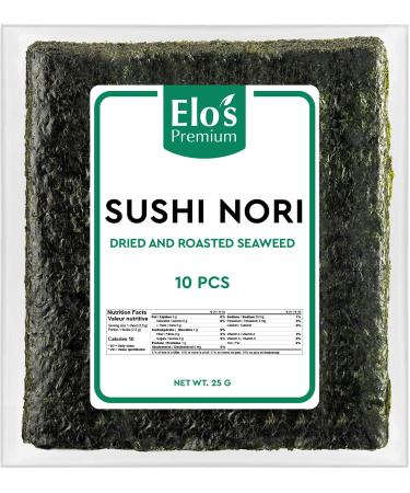 Tasjin Sushi Nori Sheets| 10 Full Size Sheets |Roasted Seaweed for Maki and Hand Rolls| Non-GMO and Gluten Free| Product of Taiwan| Includes Exclusive Step by Step Sushi Making Tutorial